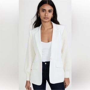 CINQ A SEPT Melina Rib-Knit Sleeve Blazer 00